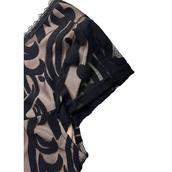 Soieblu Black Lace Overlay Beige Lining Dress Size Medium Romantic Whimsigoth - Picture 7 of 16